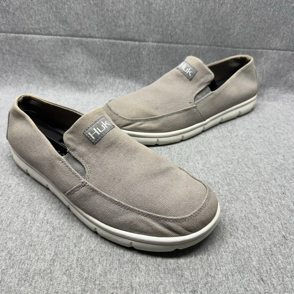 Huk Fishing Classic Brewster Men's Moss Canvas Slip-On Shoes Size 10 Deck Boat